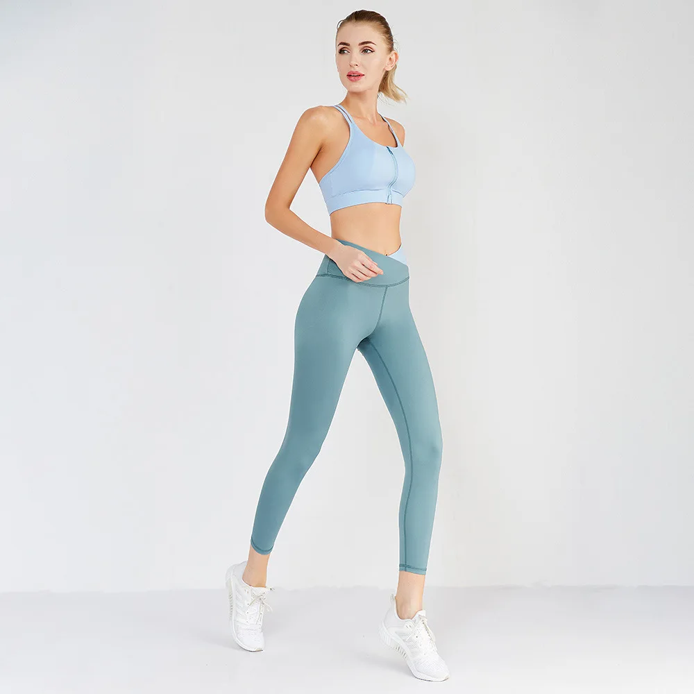 

2PCS Seamles Sport Set Gym Women Clothing Sexy Crop Top T-shirt Bra Leggings Sportsuit Running Workout Outfit Yoga Fitness Wear