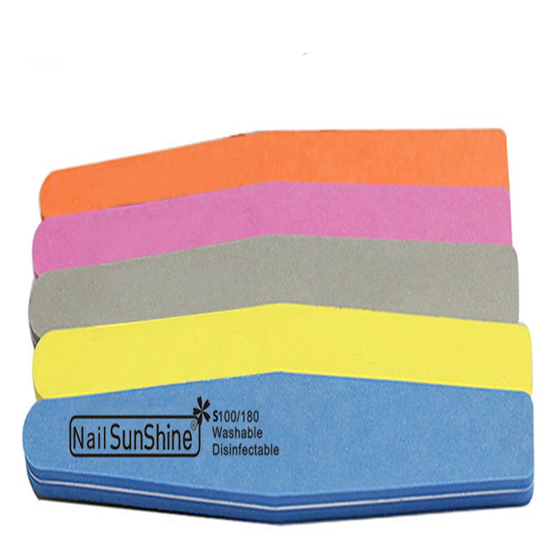 10 шт./лот двухсторонние пилки для ногтей буфер 100/180 триммер буферная губка