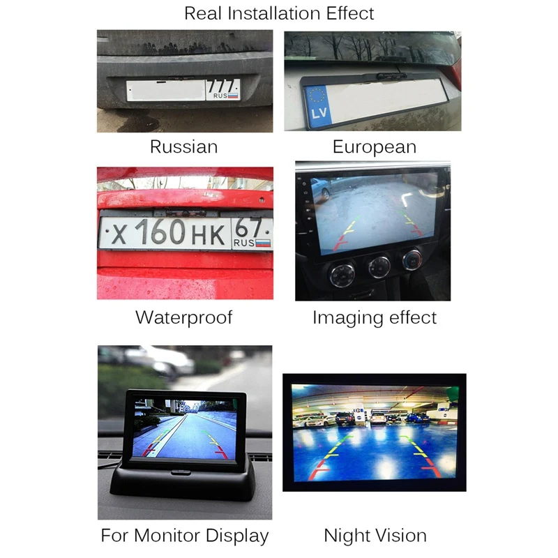 

EU European Car RV License Plate Frame Backup Reverse Car Rear View Camera Backup Rearview Parking Camera Sensors