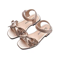2020 new summer leather glitter bowtie sandals baby toddler girls princess kids shoes fashion childrens soft bottom beach shoes