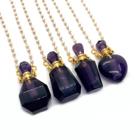 natural stone perfume bottle amethyst pendant healing stone necklace pendant reiki essential oil pendant gift accessories