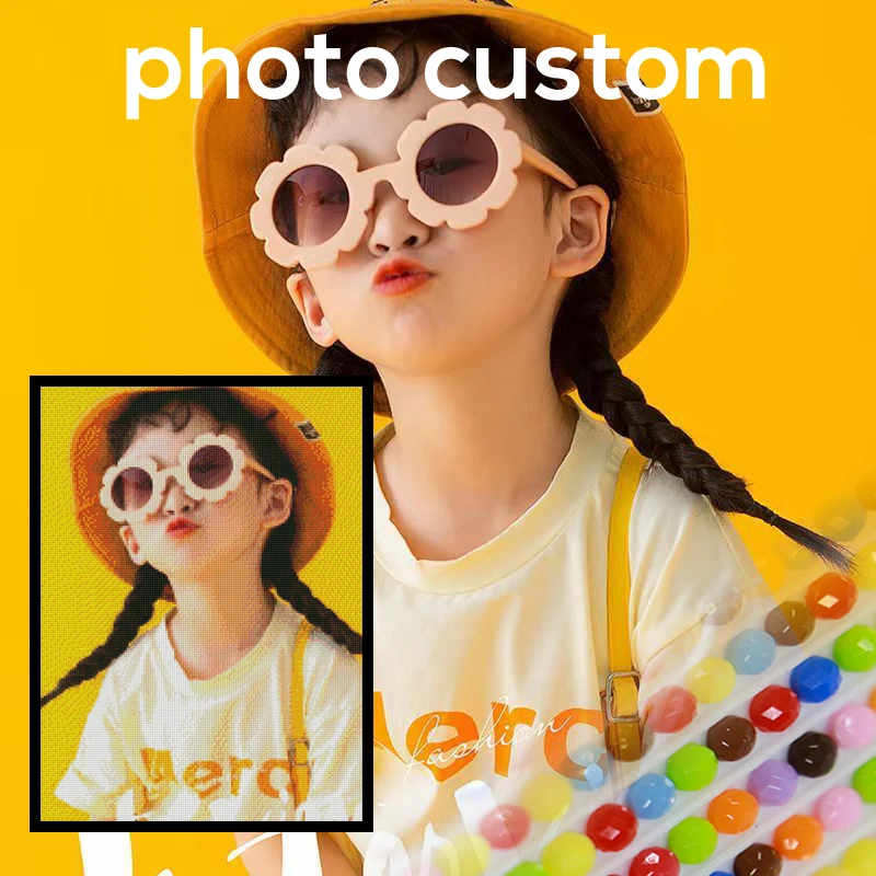 

QIQI GIRL Baby photo custom diamond painting cross stitch full square round rhinestone DIY diamond mosaic embroidery for kids