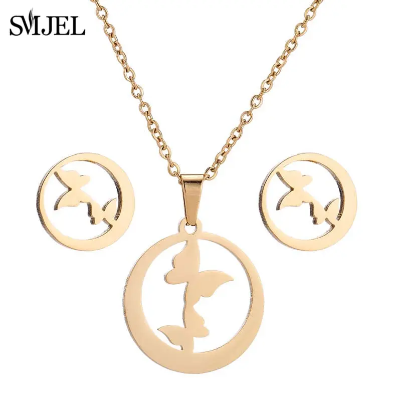 Клапан-бабочка нержавеющей стали ожерелья для женщин Свадебные серьги-гвоздики