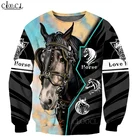 Свитшот HX с 3D принтом лошадей для мужчин и женщин, модный топ в стиле хип-хоп с длинным рукавом, в стиле Харадзюку