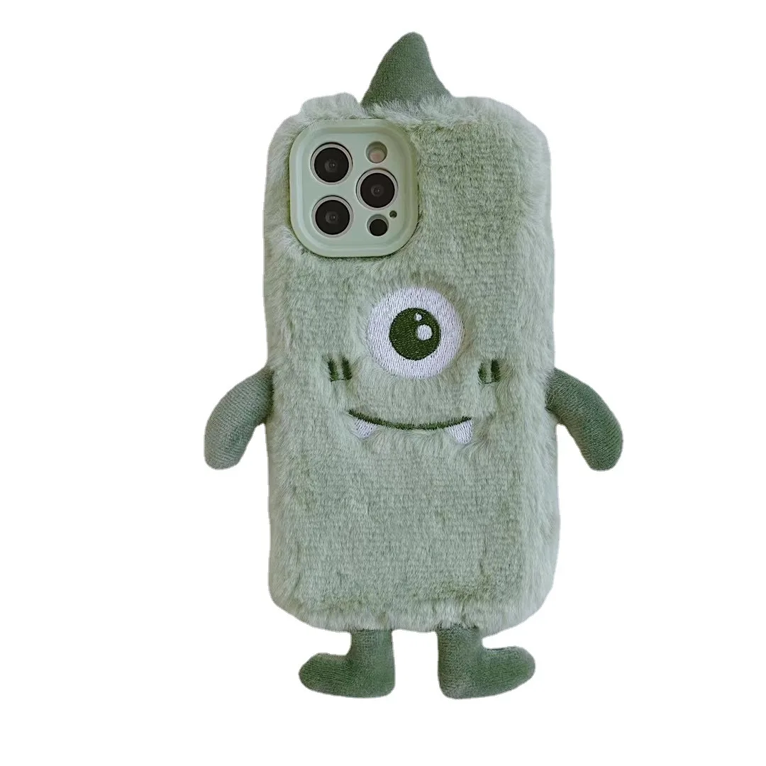 

Easterm Lovely 13 Plush Green Moster Winter Phone Case For iPhone13Promax 12Pro 11 13Pro 11Pro 12Promax XS XR 8Plus Shell