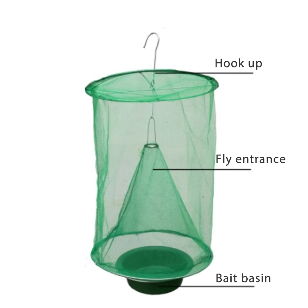 

Green Fly Trap With Bait Tray Fly Cage Mosquito Catcher Reusable For Indoor Outdoor Restaurants Backyard Garden Park Flycatcher