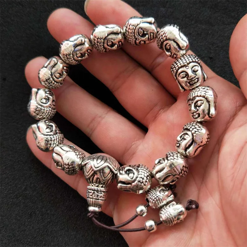 Лидер продаж натуральный Серебряный ювелирный браслет ручной работы Ibetan Shakyamuni