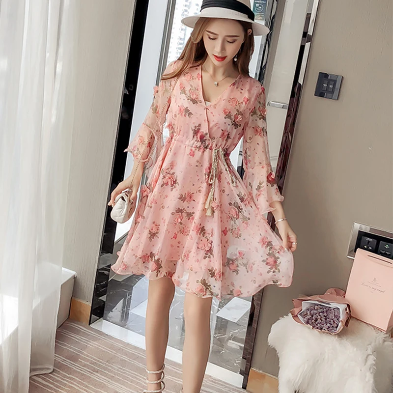 Женское шифоновое платье Элегантное повседневное пляжное мини с высокой