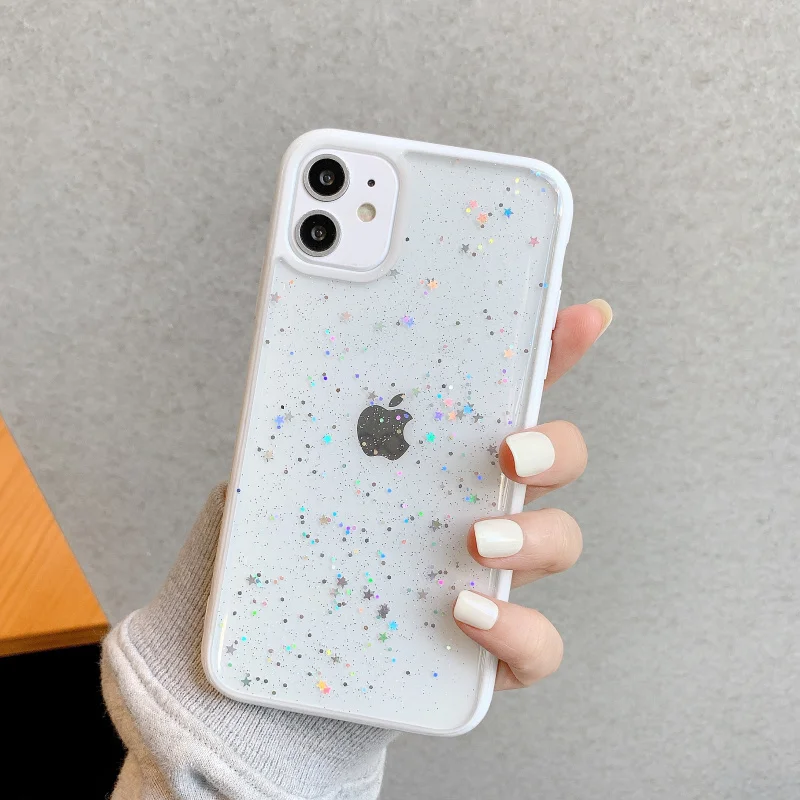

Star glitter mobile phone case, suitable for Iphone 11 Pro Max Back Love Heart Tpu protective case, suitable for Iphone 12 Pro X