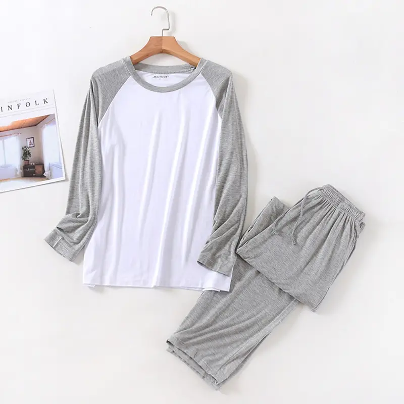 

Plus Size 4XL Pajamas Sleeping Suits for Men Full Cotton Long Sleeve Pants Raglan Sleeves Pyjamas Male Autumn Winter Pijamas