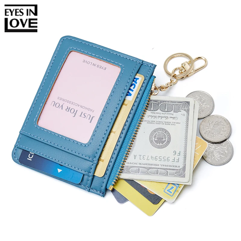 Brand Card Holder Women Soft PU Leather Key Chain Bag Small Card Wallets Female Organzier Mini Credit Card Case Zipper Coin Bags