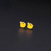 cute little yellow chicken earrings female korean personality temperament creative student trendy simple small earring wholesale