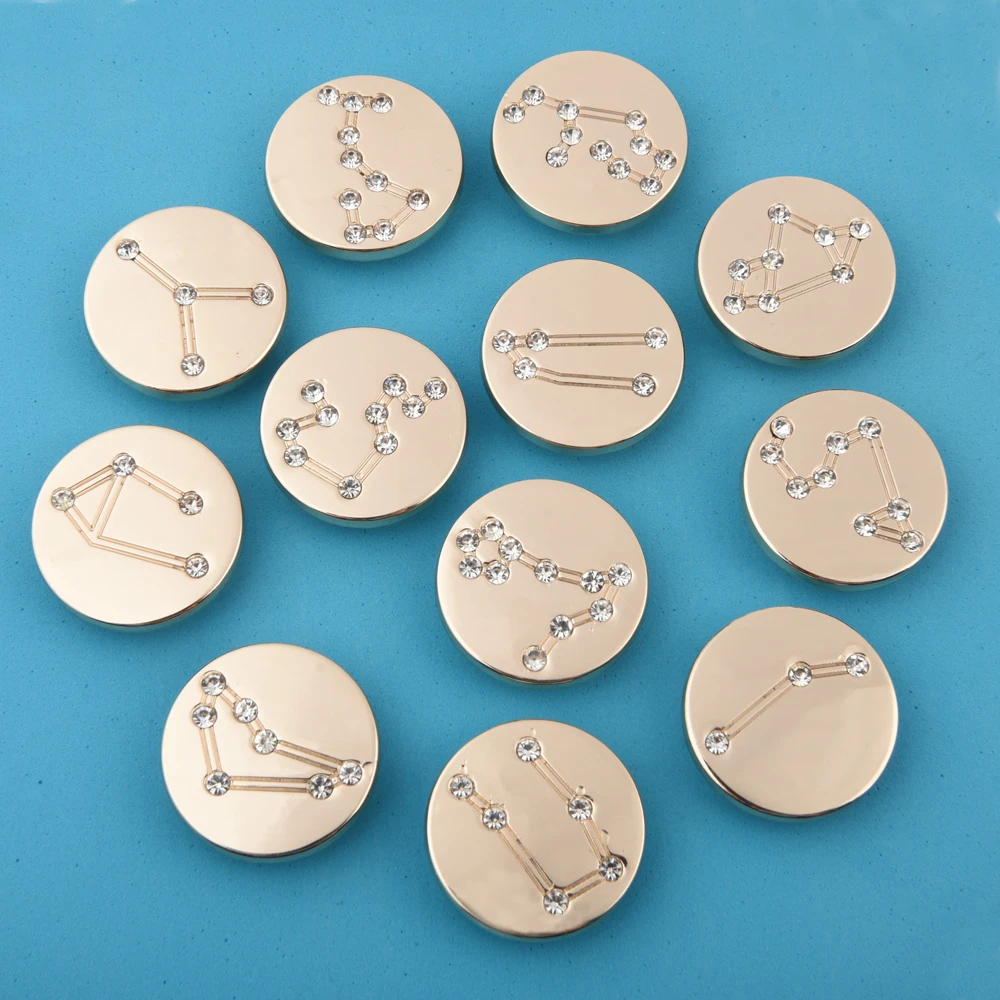 

High Quality Zodiac Metal Croc Shoe Charms Bling Rhinestone Decorations Men Women Kids Constellation Wristband Accessories Virgo