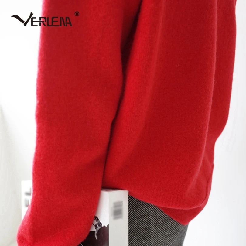 Verlena Solid Red Autumn Sweater Pullover Women Korean Lazy Style Super Soft Long Sleeve Turtleneck Jumper Knitted Tops 2019 | Женская