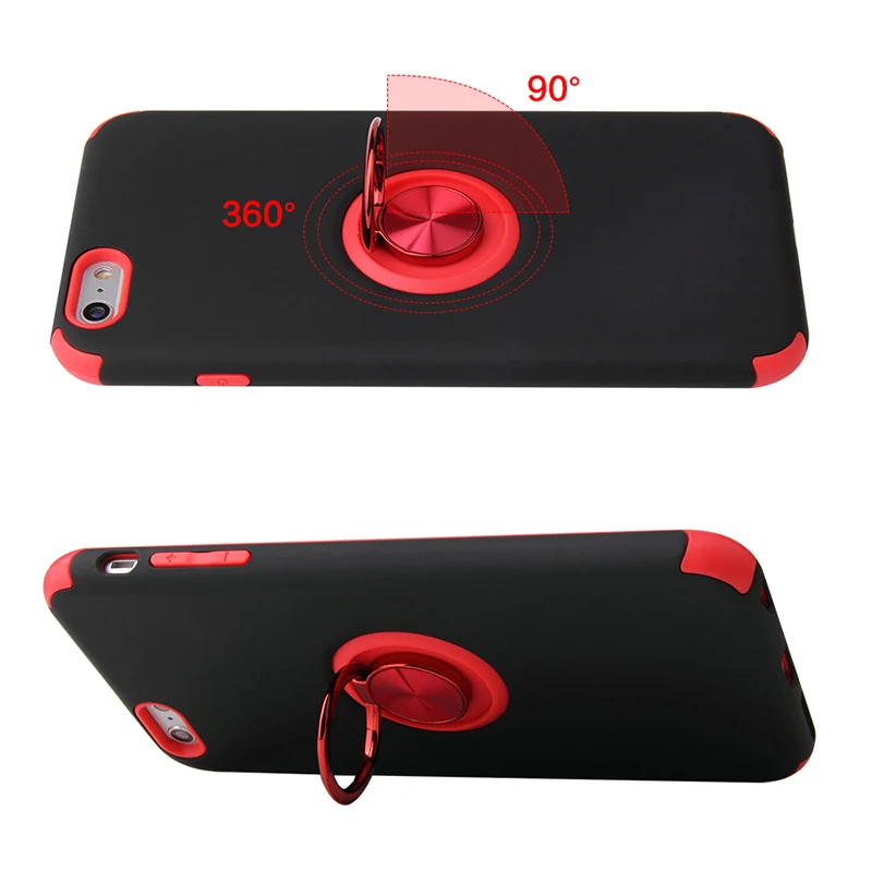 

2020 New Original Phone Case for iPhone 6s Soft TPU 6 Plus Hard PC Cover Drop Resistant Camera Protection Aluminum Ring Bracket