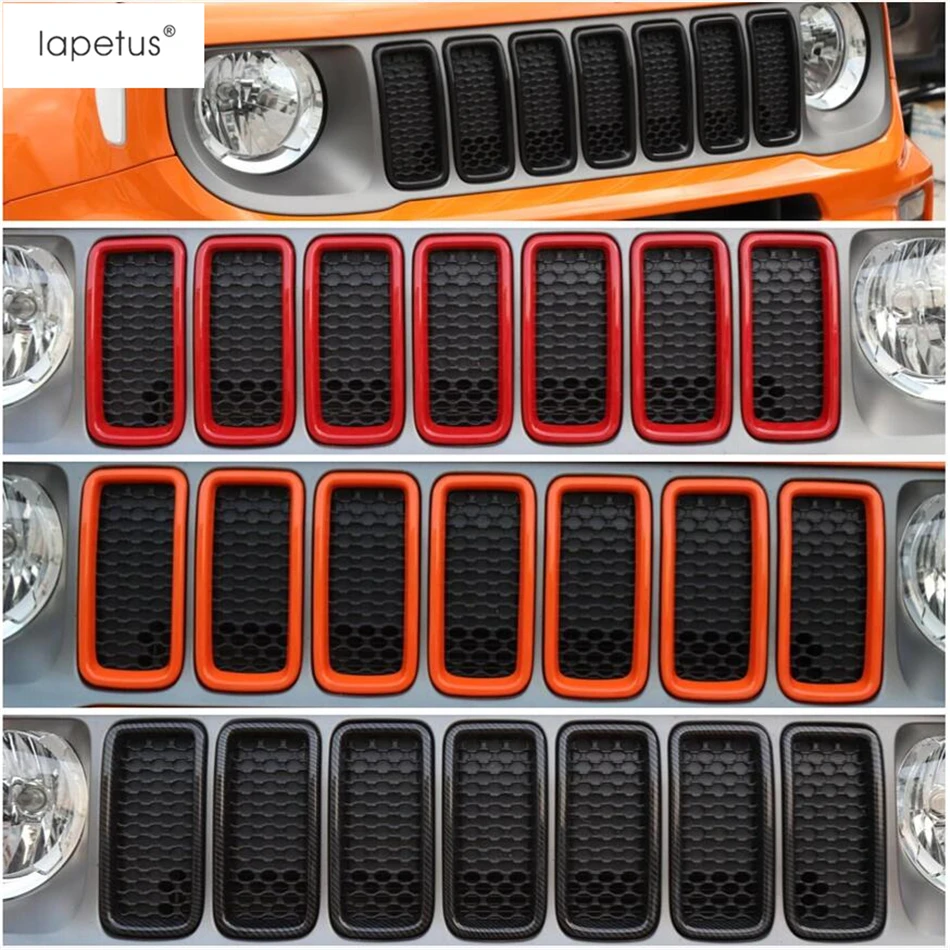 

Lapetus Accessories Fit For Jeep Renegade 2019 2020 ABS Front Head Face Grille Grill Decoration Ring Molding Cover Kit Trim 7Pcs