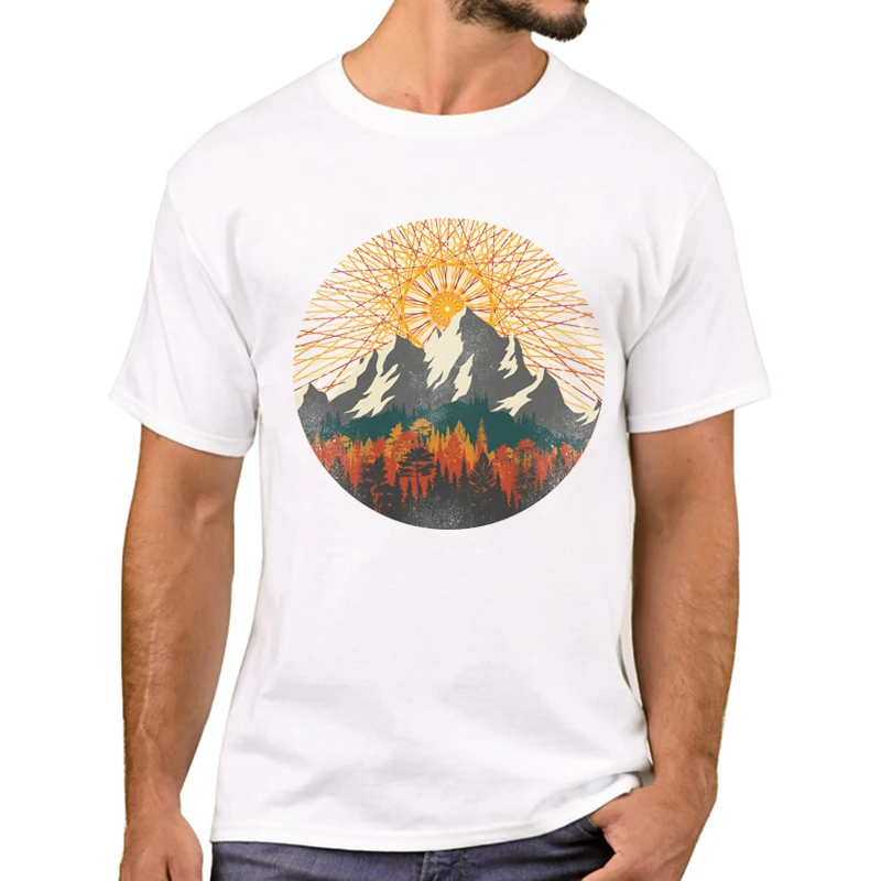 TEEHUB Heiße Verkäufe Everest Sunset Geometrie Gedruckt Männer T-Shirt Mode Geometrische Sunset T Shirts Kurzarm T-shirts Junge T – Detail 4