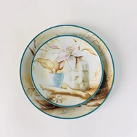 souvenir plate buddha lotus flower round square porcelain artistic home decorative collection creative ceramic dish