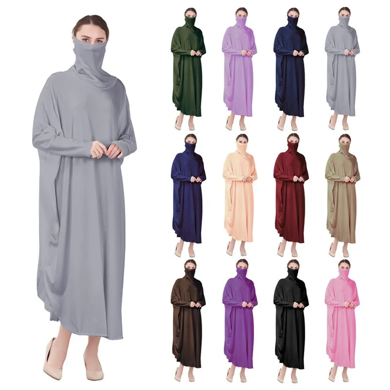 Мусульманское платье для молитв абайя арабское мусульманское Рамадана вуаль