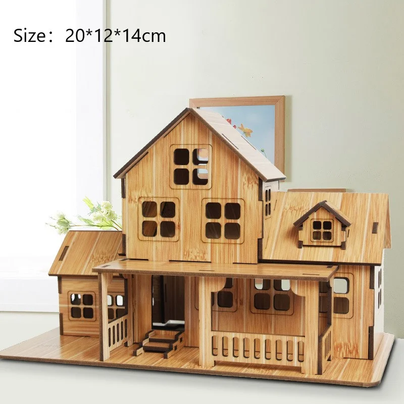 3d wooden puzzle jigsaw architecture diy house villa kids boys girls educational house paper puzzle free global shipping