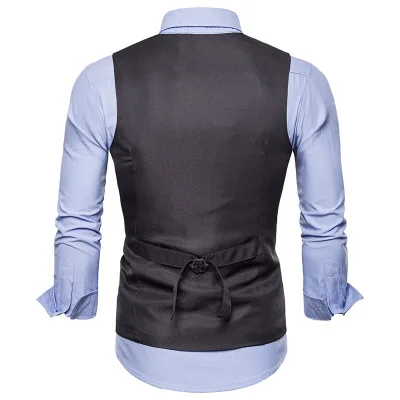 

Men's Suit Vest Autumn And Winter New Personality V-neck Business Suit Vest Men Single-breasted European Yard Men's Vest 087