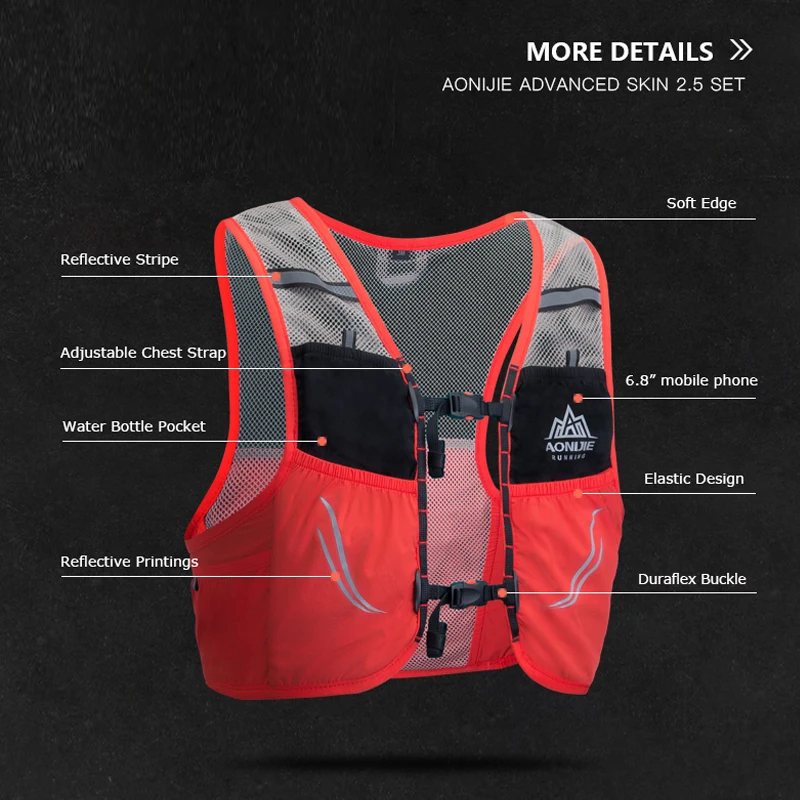 AONIJIE C932 2.5L Running Hydration Pack Backpack Rucksack Bag Vest Harness Water Bladder Hiking Camping Marathon Race Climbing
