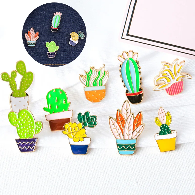 9 видов стилей брошь в горшке с рисунком кактуса Милая Мини форме капельного