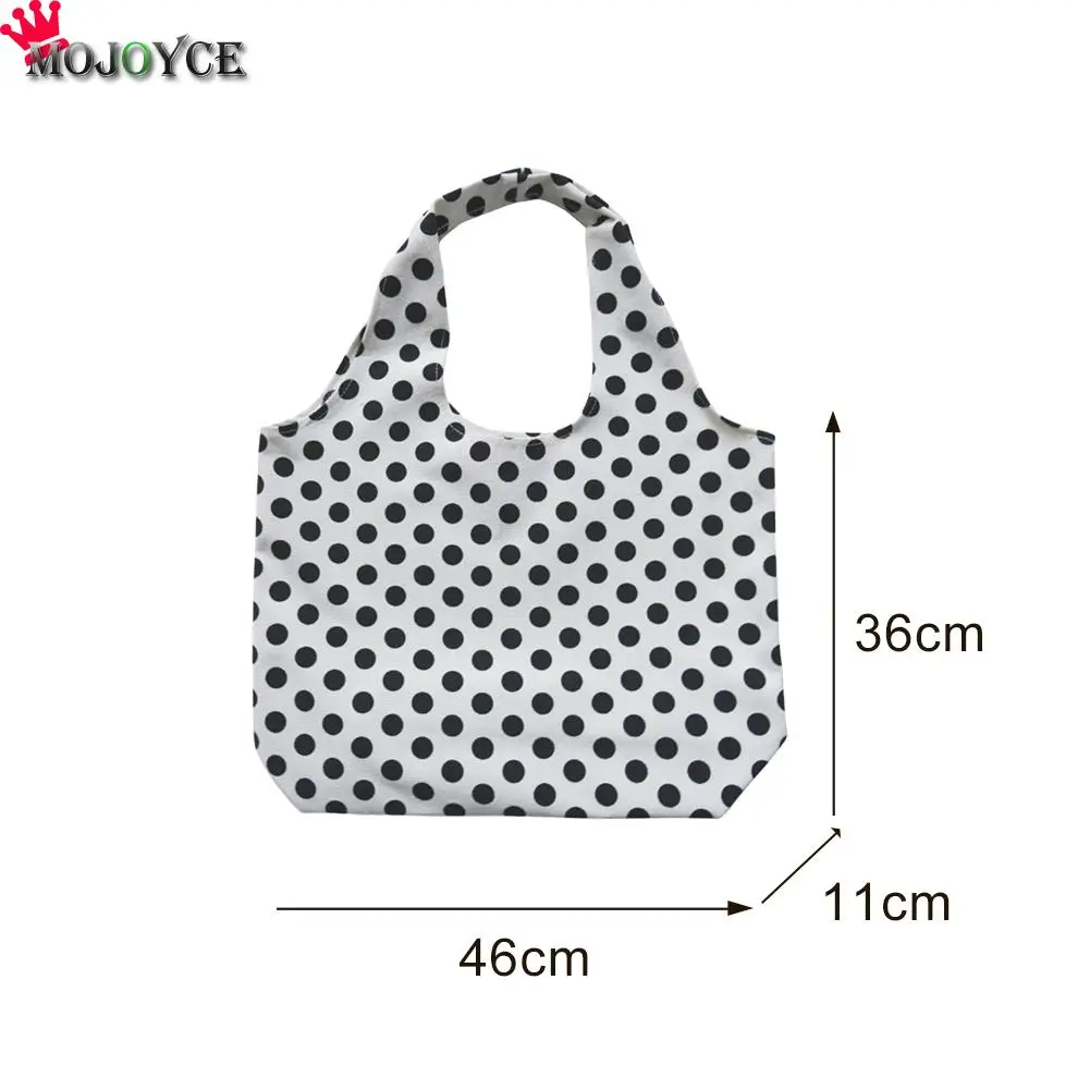 

Creative Design Women Canvas Handbags Classic Texture Chic Totes Polka Dot Reusable Portable Shopping Shoulder Bags
