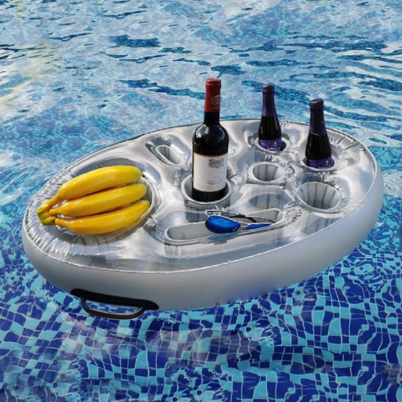 

Genuine PVC Swimming Pool Table Bar Tray Inflatable Beach Floating Bucket Food Cup Holder