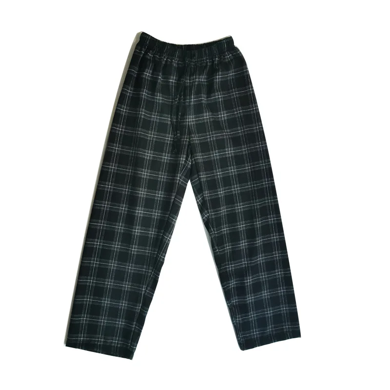 Black White Plaid Long Pants 2021 Women Pants Loose Straight Casual Wide Legs Autumn and Winter Elastic Waist Pants Street Style