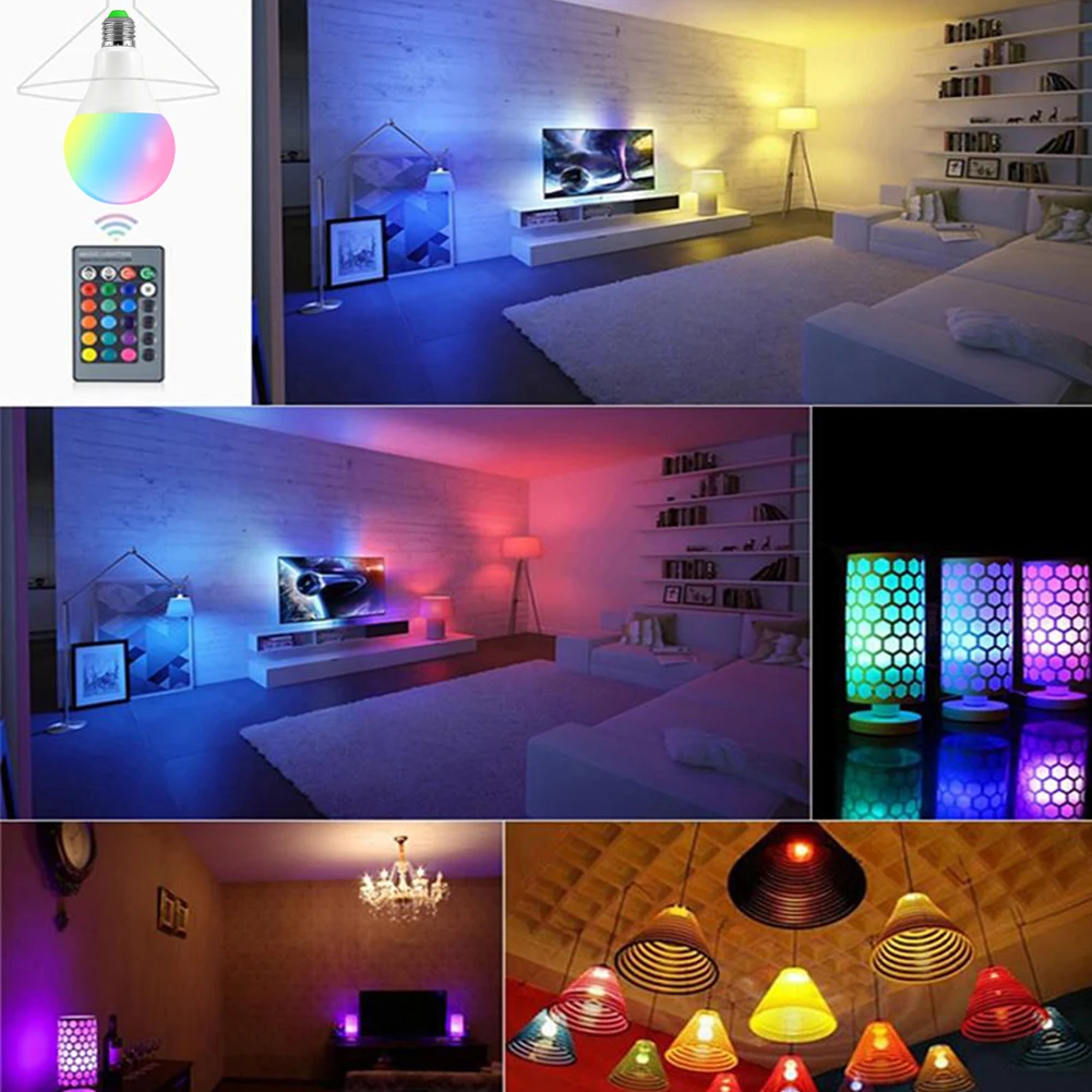 

TSLEEN 8Pcs RGB Dimmable LED Lamp 85-265V E27 Bulb 16 Color Lampara Led Light Energy Saving Multicolor Remote Control 3W 5W 10W