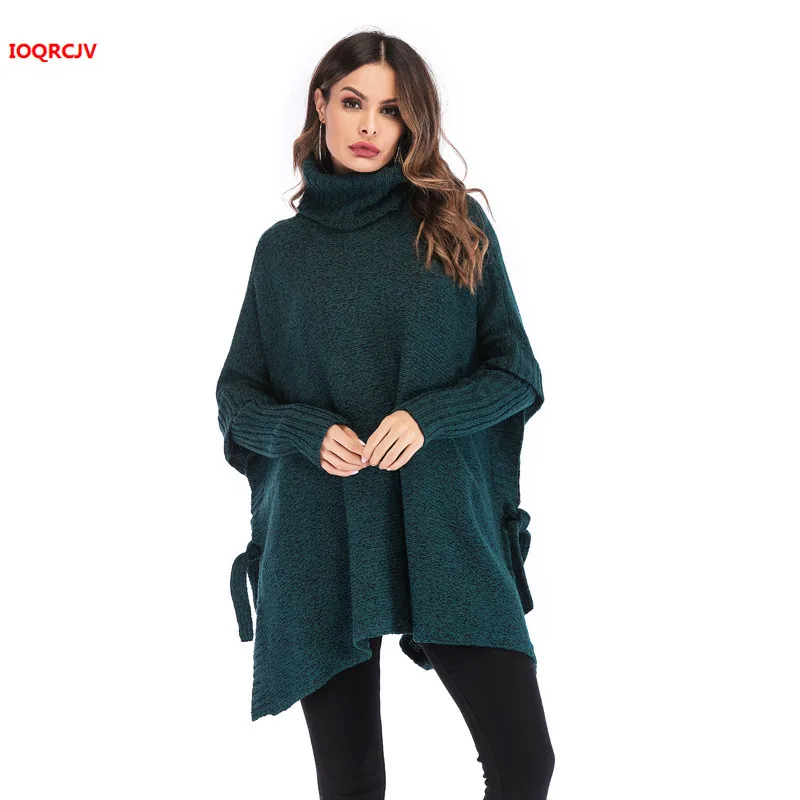 Autumn and Winter Women's Sweater Fashion Large Size Loose Bat Sleeve Turtleneck Pullovers Lady Oversized Knitted W1799 | Женская