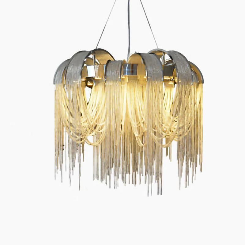 

Modern Aluminum LED Chandelier Lights Luxury Aluminum Chain Tassel Pendant Chandeliers Living Restaurant Lighting Fixture