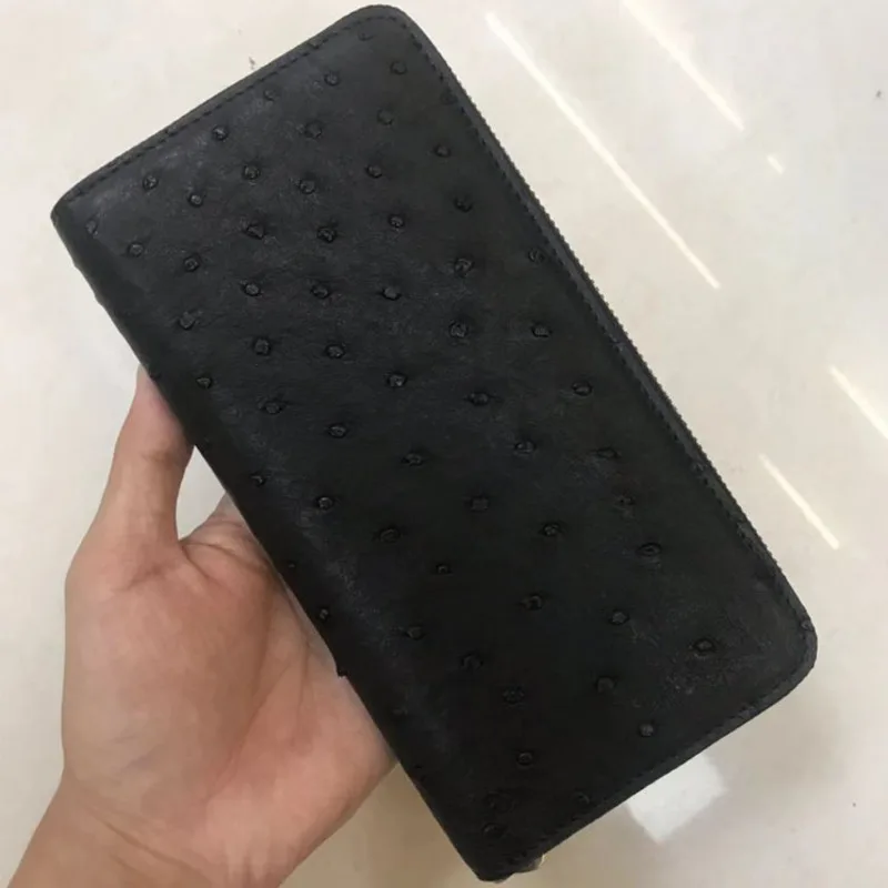 

New Ostrich Leather Men's Luxury Wallet Business Leisure Clutch Bag Fashion Trend High-end Purses Genuine Leather Underarm Bag