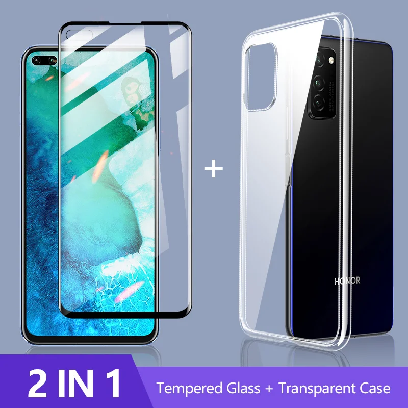 2 в 1: чехол + Защитная Стекло для huawei honor v30 pro Экран мягкая задняя крышка Nova/5 t