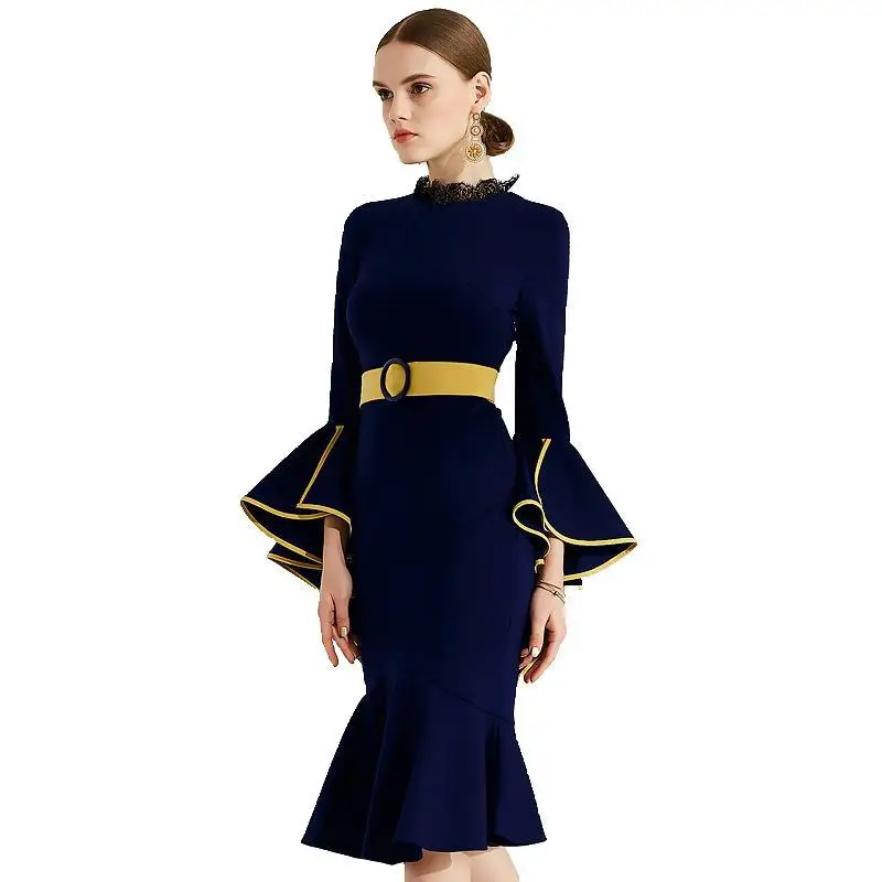 Женское платье с рукавом в форме листа лотоса торжественное ol для похудения