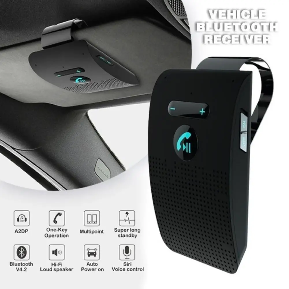 Bluetooth Handsfree Car Kit 4.2 Sun Visor clip Wireless Audio Receiver Speakerphone Loud Speaker Music Player Dual Microphone | Автомобили