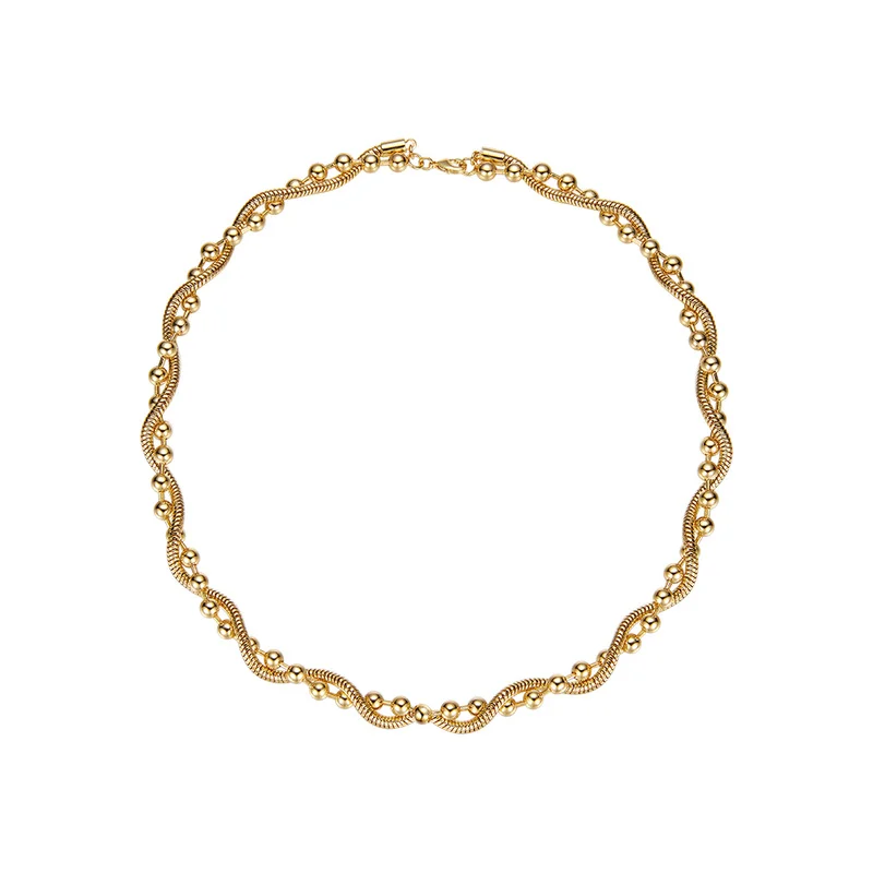 

Timeless Wonder Brass Layered Snake Chain Choker Necklace Women Jewelry Punk Designer Top Trendy Boho Ins Beads Gift Egirl 5162