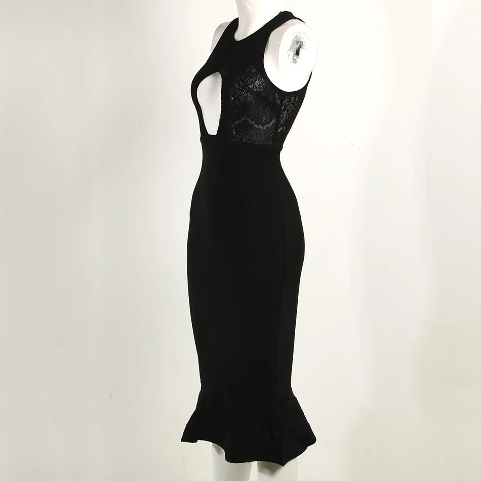 Новинка 2021 женское черное ажурное кружевное лоскутное облегающее Бандажное