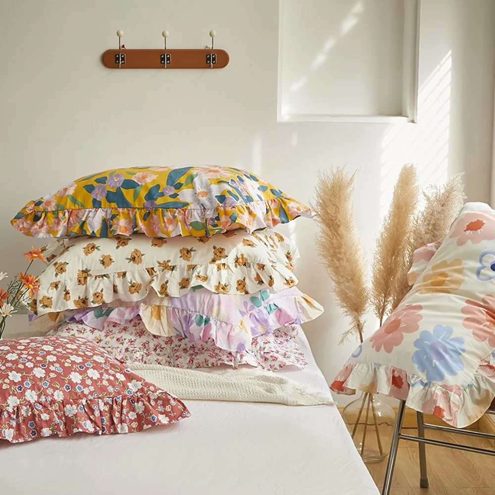 

Декоративная наволочка с оборками для дома, 100% хлопок