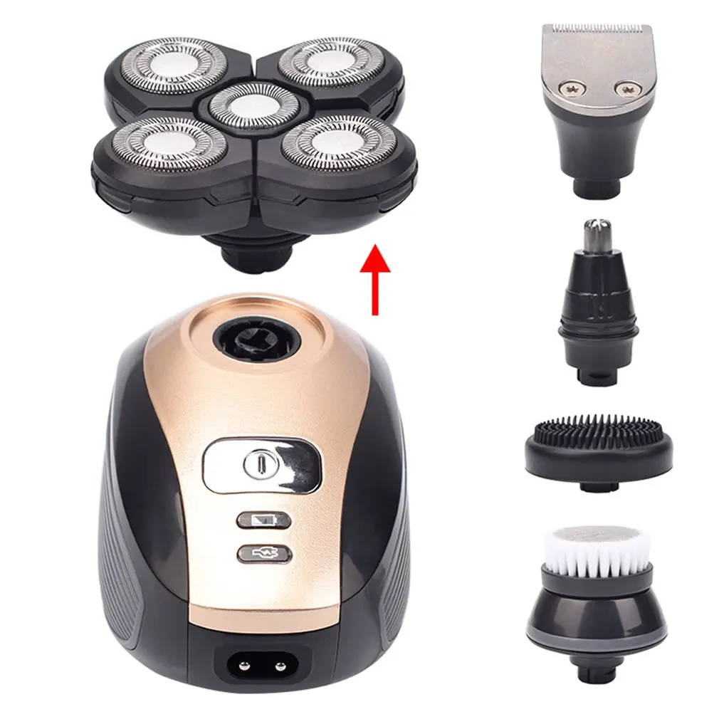 

LK-1800 5 In 1 4D Men's Rechargeable Bald Head Electric Shaver 5 Floating Heads Beard Nose Ear Hair Trimmer Razor