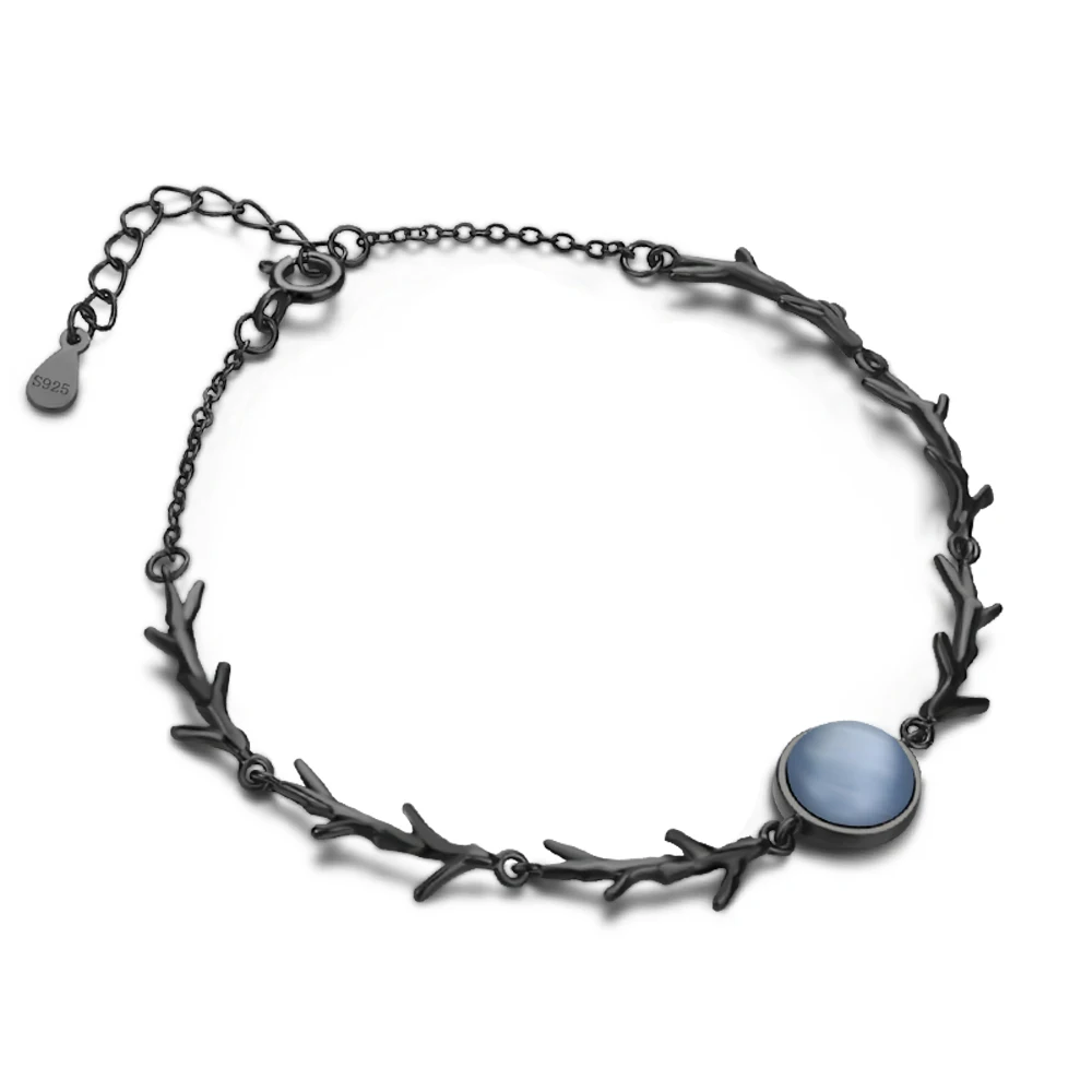 Женский винтажный браслет Bileklik черный из 100% стерлингового серебра 925 пробы с