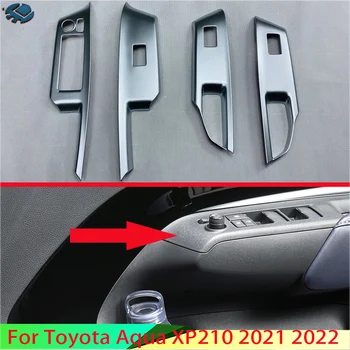 For Toyota Aqua XP210 2021 2022 Car Accessories ABS Chrome Door Window Armrest Cover Switch Panel Trim Molding Garnish