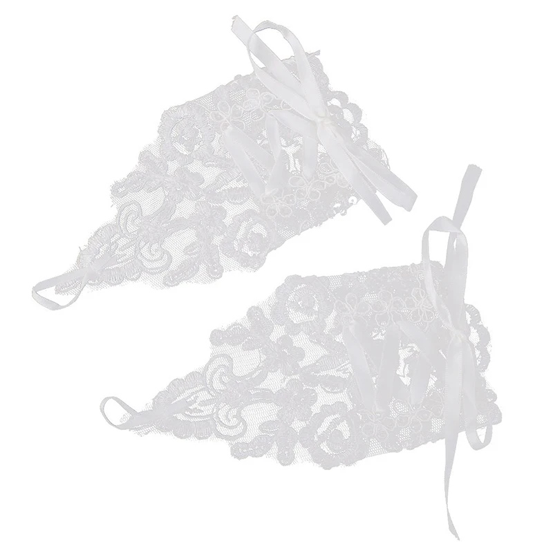 Белые кружевные Стразы с блестками Свадебные Вечерние перчатки без пальцев для