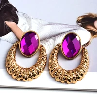 new design gold color metal glass crystal drop earrings high quality fashion pendant jewelry accessories for women wholesale