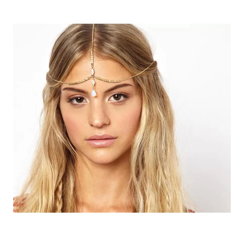 Золото Boho повязка Moda хиппи шик цепи ювелирные изделия головной убор в готическом
