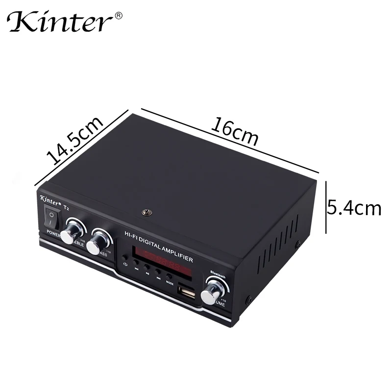 Kinter T2 для bluetooth 2.0CH Усилитель Аудио 20 Вт с usb sd входом fm радио управление сабвуфер ВЧ питание AC220 DC 12 В
