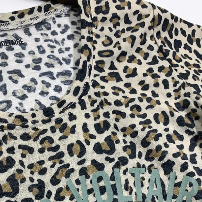 Женская футболка с леопардовым принтом и коротким рукавом | одежда