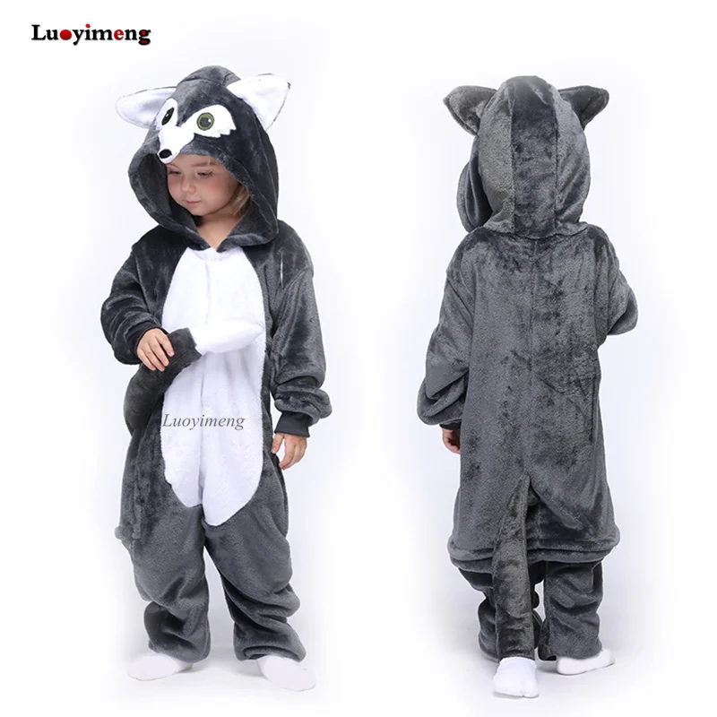 Кигуруми Комбинезоны для детей пижамы зимние с животными единорогом детские