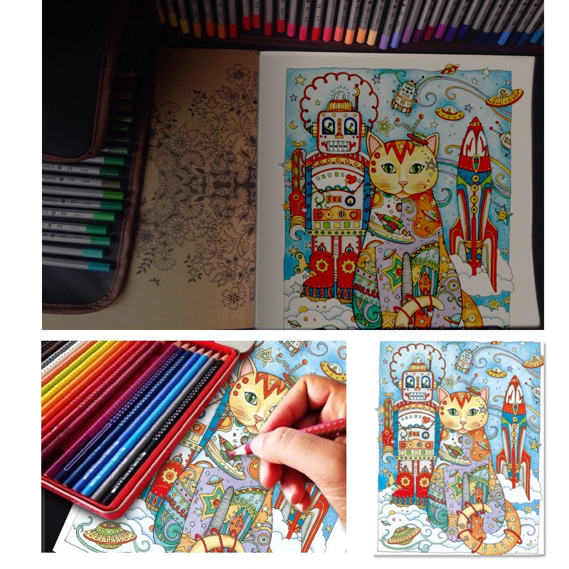 24pages Creative Cat Coloring Book English Edition for Kids Adult DIY Toys School Craft Art Drawing Dupply | Канцтовары для офиса